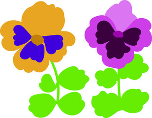 パンジー花のイラスト
