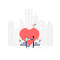 First date flat illustration.Vector design template.Suitable for landing page, ui, website, mobile app, editorial, poster, flyer, article, and banner.