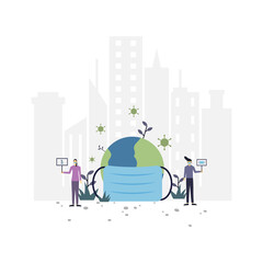 Invitation to wear a mask to maintain health flat illustration.Vector design template.Suitable for landing page, ui, website, mobile app, editorial, poster, flyer, article, and banner.