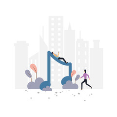 Musical scale and play music flat illustration.Vector design template.Suitable for landing page, ui, website, mobile app, editorial, poster, flyer, article, and banner.