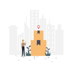 Courier delivery order flat illustration.Vector design template.Suitable for landing page, ui, website, mobile app, editorial, poster, flyer, article, and banner.