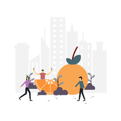 Orange fruit lover flat illustration.Vector design.Suitable for landing page, ui, website, mobile app, editorial, poster, flyer, article, and banner.