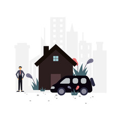 Home flat illustration.Vector design.Suitable for landing page, ui, website, mobile app, editorial, poster, flyer, article, and banner.