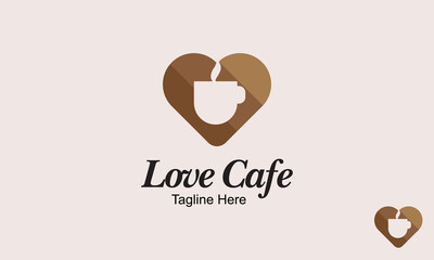 Love Coffee shop Logo Design Template.
