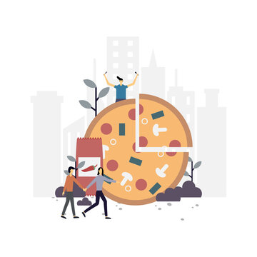 Pizza flat illustration.Vector design.Suitable for landing page, ui, website, mobile app, editorial, poster, flyer, article, and banner.