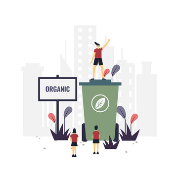 Waste disposal education flat illustration.Vector design.Suitable for landing page, ui, website, mobile app, editorial, poster, flyer, article, and banner.