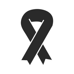 black ribbon awareness symbol silhouette icon style