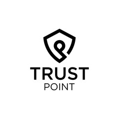 trust point logo design with shield protect concept illustration