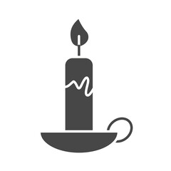 burning candle in the chandelier decoration silhouette icon style