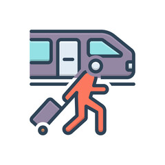 Color illustration icon for passenger train