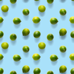 Seamless pattern with green lime. Tropical abstract Seamless pattern background. Lime on the blue background.