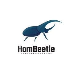 Vector Logo Illustration Horn Beetle Gradient Colorful Style.