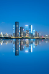 Obraz premium The bustling night view of Qianhai Free Trade Zone in Shenzhen, Guangdong, China