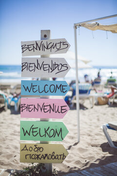 Welcome signs of many kinds.