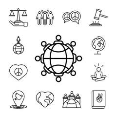 bundle of thirteen human rights line style set icons