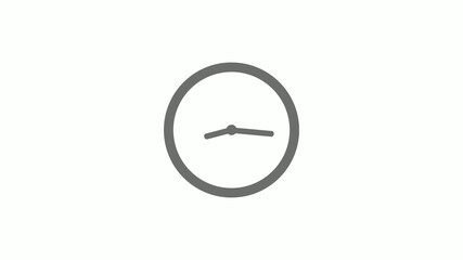 New gray color 12 hours circle clock icon on white background,clock icon without trick