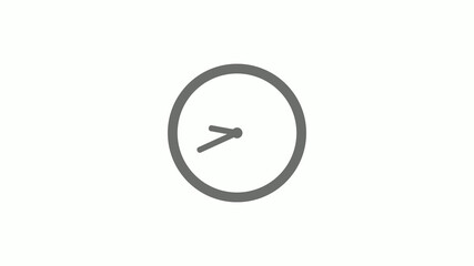 New gray color 12 hours circle clock icon on white background,clock icon without trick