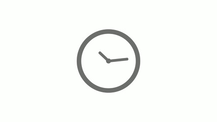 New gray color 12 hours circle clock icon on white background,clock icon without trick