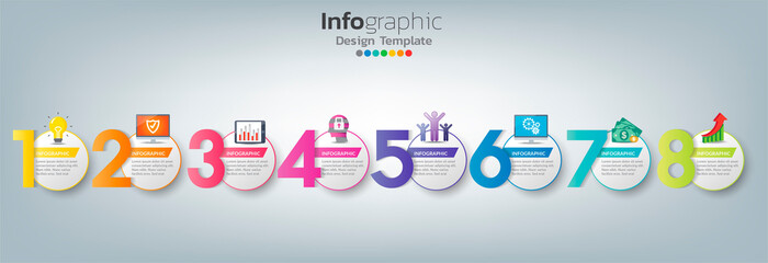Infographic in business concept with 8 options, steps or processes.