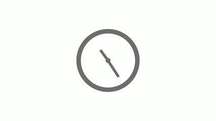 New gray color 12 hours circle clock icon on white background,clock icon without trick