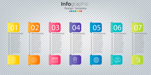 Fototapeta na wymiar Infographic in business concept with 7 options, steps or processes.