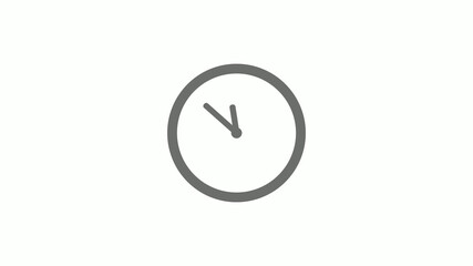 New gray color 12 hours circle clock icon on white background,clock icon without trick