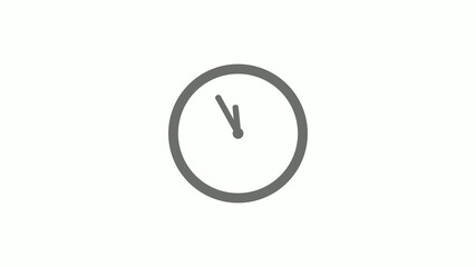 New gray color 12 hours circle clock icon on white background,clock icon without trick