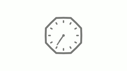 Gray color counting down clock icon on white background,clock icon