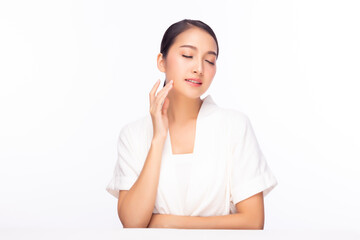 Beautiful young asian woman with clean fresh skin. Girl beauty face care. Facial treatment....
