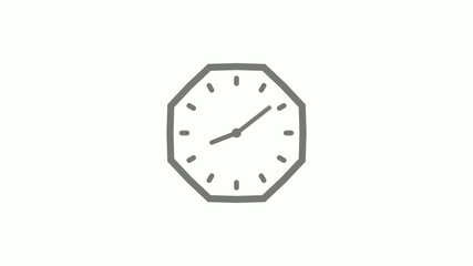 Gray color counting down clock icon on white background,clock icon