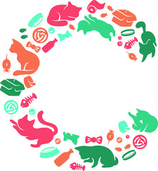 Set of Playful Kittens (Cats) Make a Letter C Shape