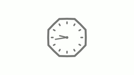 Gray color counting down clock icon on white background,clock icon