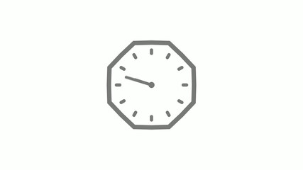 Gray color counting down clock icon on white background,clock icon