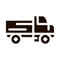 Farmland Delivery Truck Vector Icon. Truck For Transportation Farm Product Vegetable Fruit. Machinery Transport Pictogram. Machine Monochrome Illustration