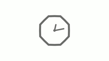 Counting down gray color 12 hours clock icon on white background,clock icon