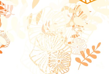 Light Orange vector abstract background with leaves.