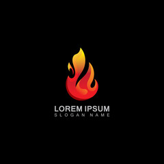 Vector Fire Flame Simple abstract icon, symbol, logo design