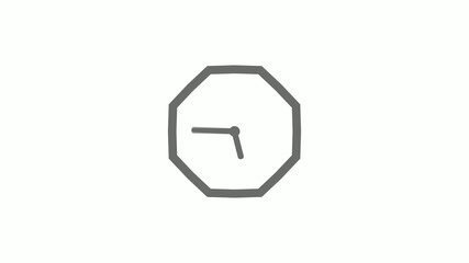 Counting down gray color 12 hours clock icon on white background,clock icon