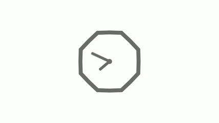 Counting down gray color 12 hours clock icon on white background,clock icon