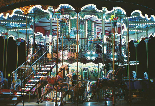 French carousel lights at night