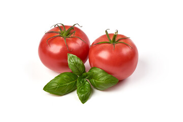 Fresh ripe tomatoes, isolated on white background