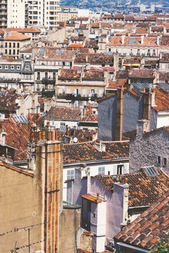 Rooftops of houses in Marseilles, in the south of France