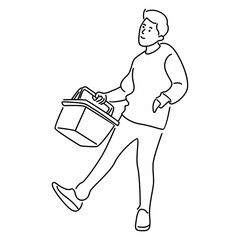 Man characters with shopping bag