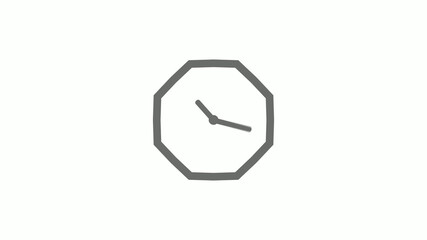 Counting down gray color 12 hours clock icon on white background,clock icon