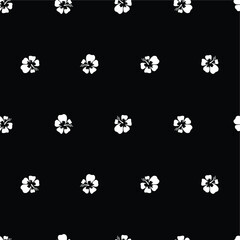 hibiscus flower seamless pattern black and white background