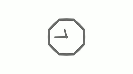 Counting down gray color 12 hours clock icon on white background,clock icon