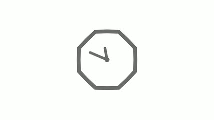 Counting down gray color 12 hours clock icon on white background,clock icon