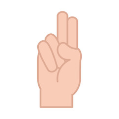 sign language hand gesture indicating u letter, line and fill icon