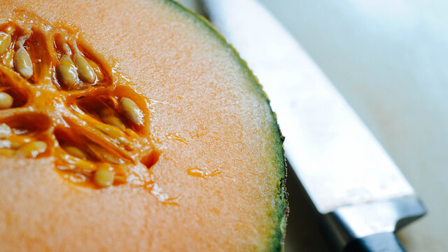 sliced cantelope half