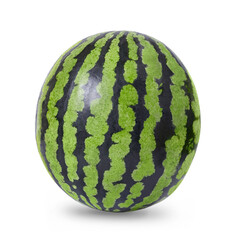 Ripe whole watermelon isolated on white background.